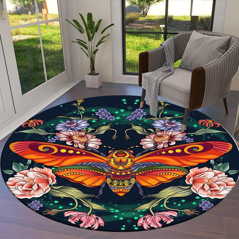 1pc Office Carpet Chair Mats Butterfly Flowers Mandala Artwork Perfect for Decorating Office Chairs, Living Rooms, Or Bedrooms
