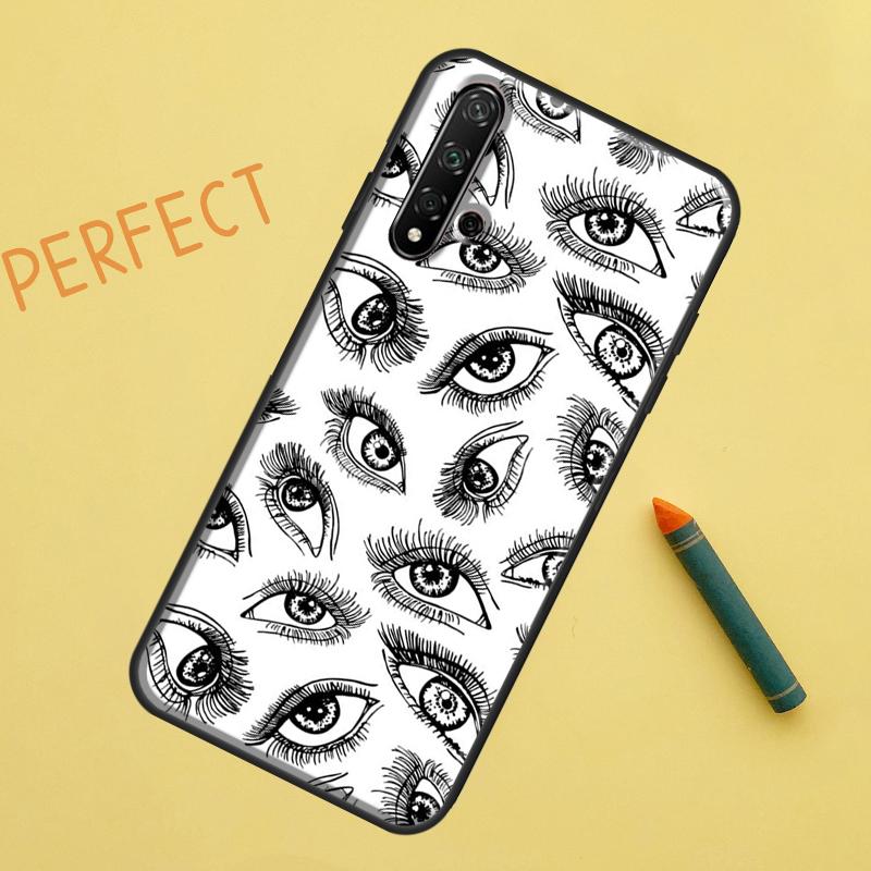 Scary Face Eyes For Huawei Nova Y91 Y70 Y72 Y73 Y60 Y90 Y61 8i 7i 11i 12i 12s 9 10 SE P20 P30 P40 Lite Case