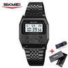SKMEI 2460 Waterproof Digital Watch for Men Stainless Steel Sport Luxury Retro LED Electronic Mens Wristwatches Reloj Hombre