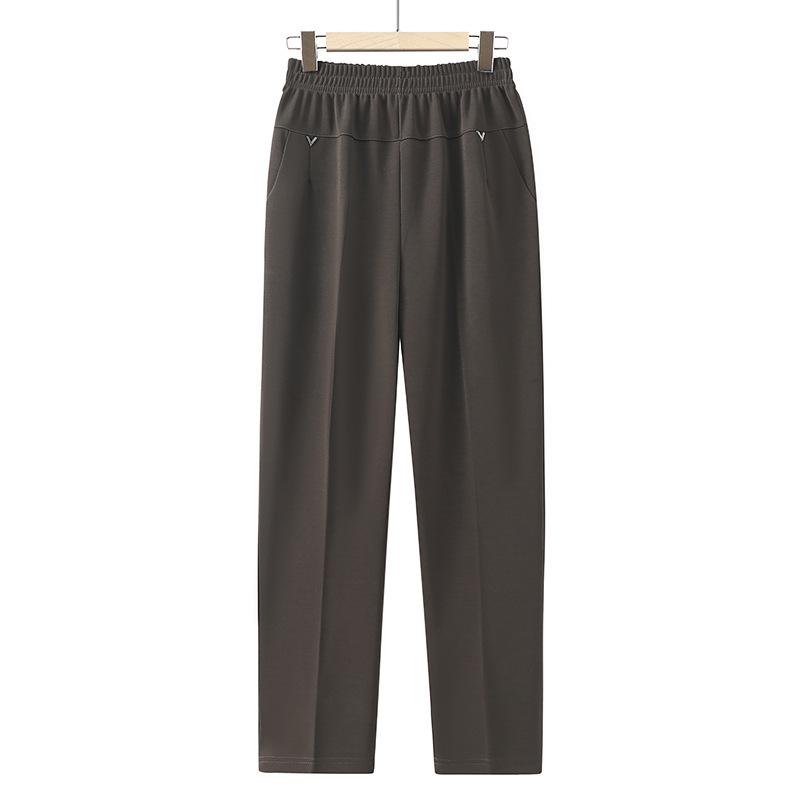 Elastische Bundhose mit geradem Bein für Frauen mittleren Alters und ältere Frauen - Vielseitige Freizeithose mit Taschen für Frühling und Herbst.
