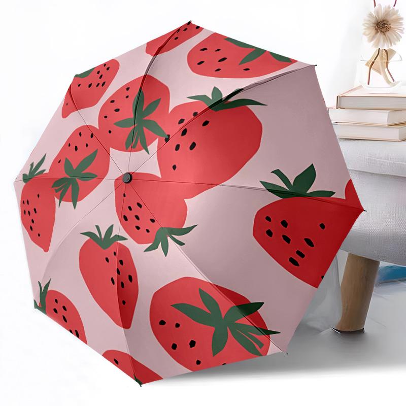 Fruit Print Automatic Umbrella Folding Umbrella with 8 Ribs Durable Plastic & Iron All-Season Travel Fashion Lovers