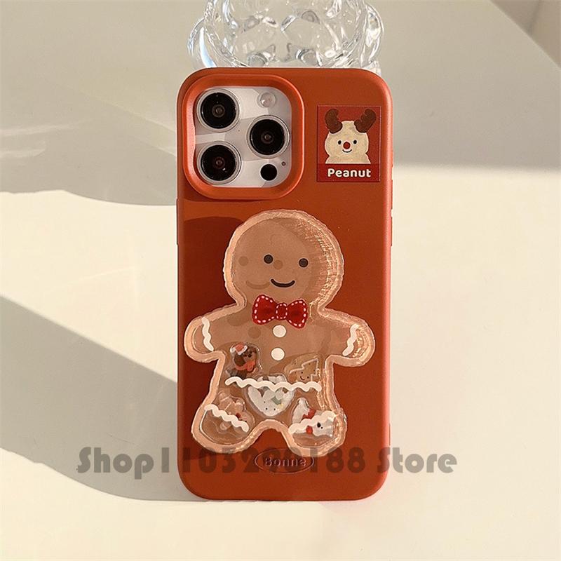 Cute Christmas Biscuit Man Shake Phone Bracket Phone Grip Tok Griptok Holder Ring For iPhone Phone Stand Support Phone Holder