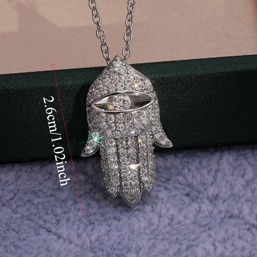 1 Pièce Mode, Incrustée de Zircon Synthétique, Collier Pendentif Main Mode