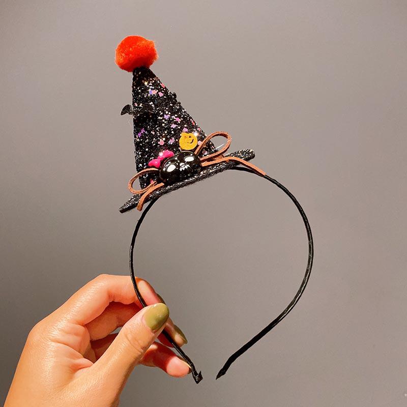 Quirky Pumpkin Bow Mesh Headband for Kids - Halloween Skull Witch Hair Accessory
