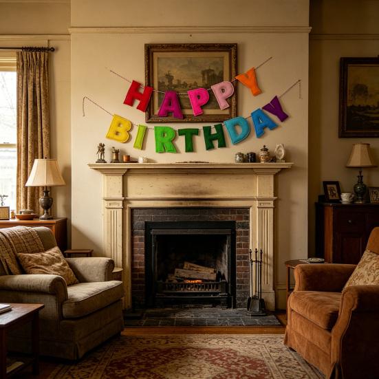 Pre-Strung Happy Birthday Banner Reusable Felt HAPPY BIRTHDAY Garland Colorful Rainbow