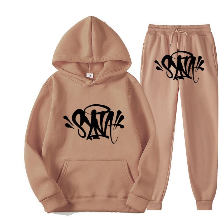 SynaWord High Street Fashion Trendy Brand Suit Men's Ins Trend Hip Hop Hoodie Syna Print Sweater Suit