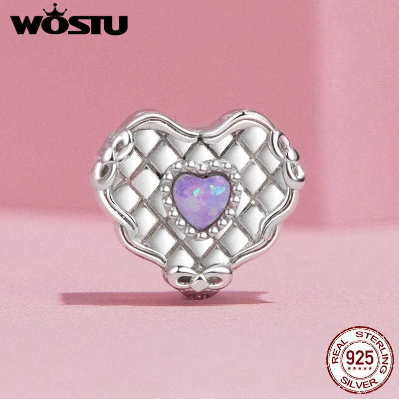WOSTU 925 Sterling Silver Romantic Candlestick Pendant Heart Safty Chain Wine Cup Charm Cake Bead Fit Original Bracelet Necklace