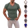 Herren Outdoor Farbe V-Ausschnitt T-Shirt Lässig Schnelltrocknend Atmungsaktiv Schweißableitend Kurzarm Farbe Oberteil