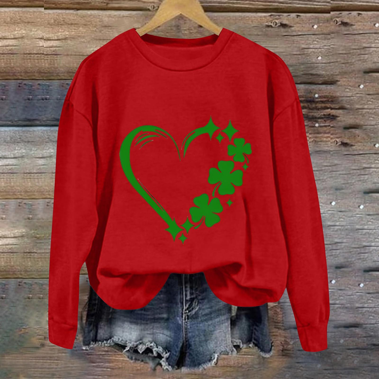 

Жіночий модний светр з круглим вирізом і принтом з довгими рукавами XL червоний