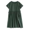 DIMANAF New 2025 Plus Size Summer Dress Women Basic Solid Casual Short Sleeve Dress Loose Pockets