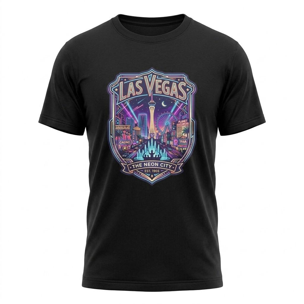 Las Vegas Nevada Neon Graphic T-Shirt Unisex Travel Tee