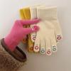 1Pair Women's Funny Facial Expression Knitted Gloves Full Finger Gloves Soft Crochet Mittens Mountaineering Gloves
