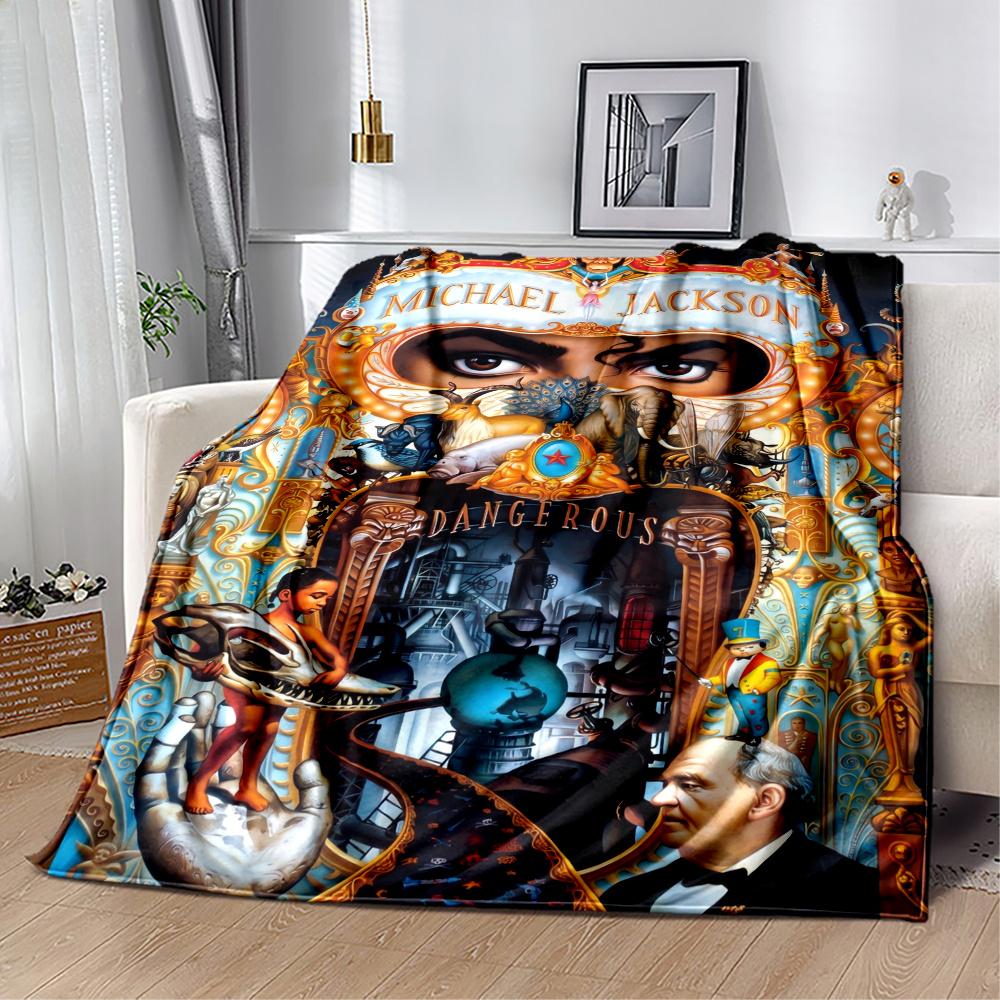 Michael Jackson Vibrant Pop Icon Portrait Blanket Warmthful Decor Suitable For Chair Sofa Bedding For All Occasions Digital Print Birthday Christmas G