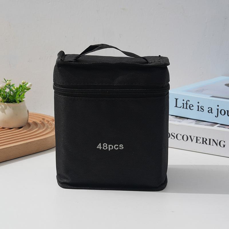 24/36/48Cs Large Capacity Zipper Canvas Pencil Bag Markers Pen Storage Bag Watercolor Pen Stationery Bag