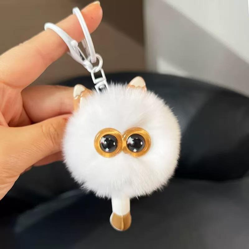 Imitation Rex Rabbit Fur Cute Kitten Pendant Car Keychain Ins Style Plush Doll Gift Backpack Pendant