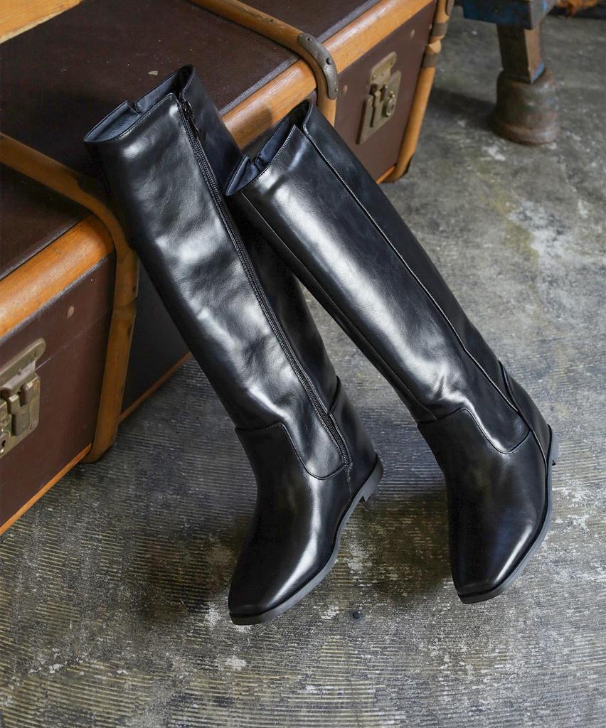 3cm heeled straight long boots for [Sest] women, LL, black, dkb6101-BLK-LL