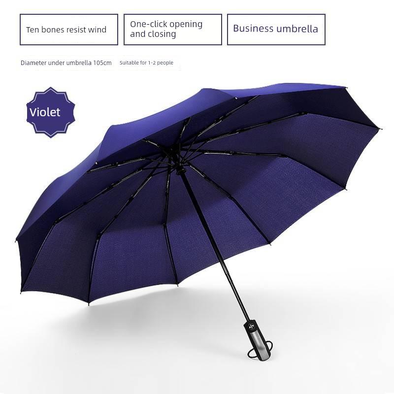 70% off Men's Business Umbrella 10-Rib Black Coating Automatic Umbrella 3122 Gift Advertising Umbrella Dual-Use Folding Umbrella for Sun and Rain