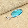 Awesome Blue Topaz Gemstone 925 Sterling Silver Handmade Oval Shaped Pendant Jewelry