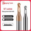 Tiangong Tungsten Steel R0.5 Ball End Mill 0.75 Alloy Neck, 2-Edge, 55° Coated, Extended Deep Groove 1, 1.25