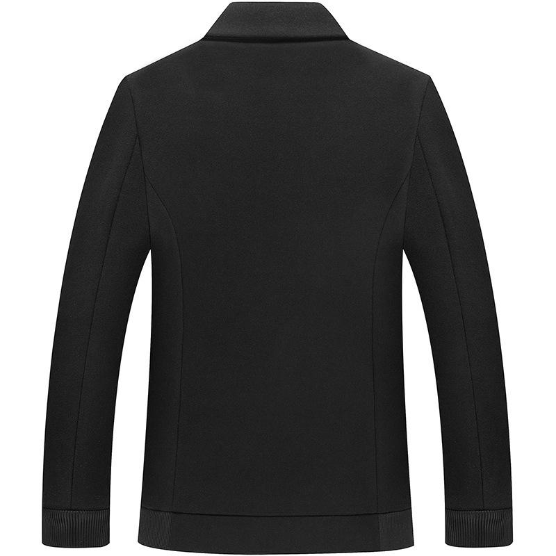 Wool Men's Jacket Autumn and Winter Middle-aged Men's Woolen Men's Jacket Black Lapel Jacket Casual Men's Clothing