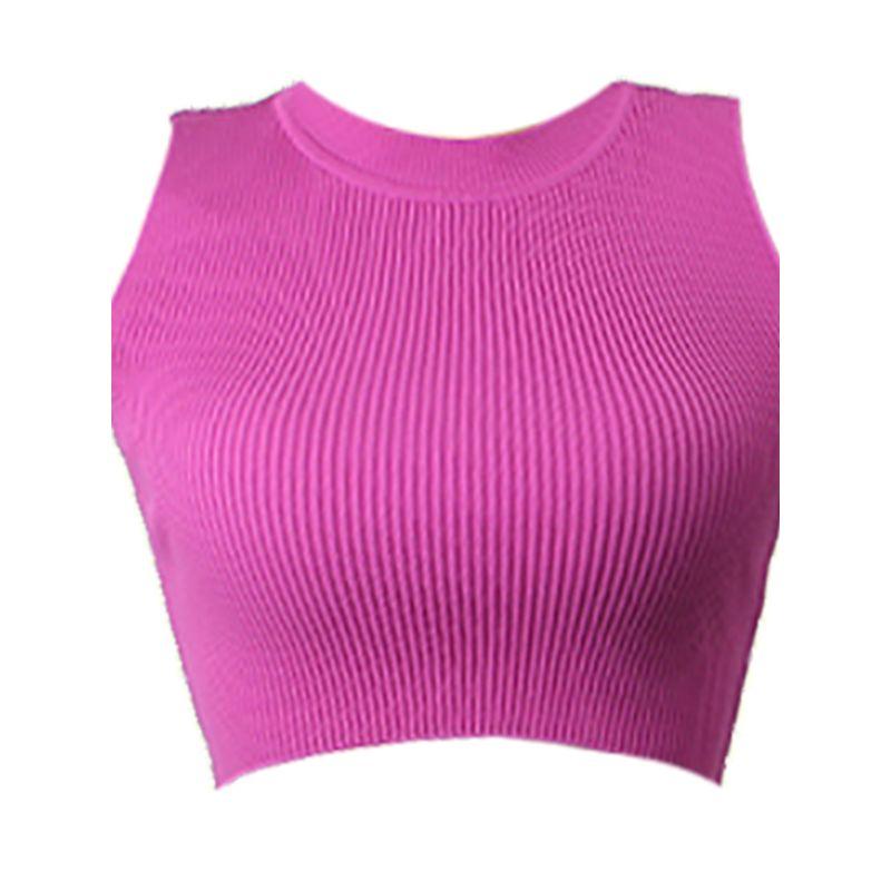 Outwear Sports Vest Thread High Elasticity round-Neck High Waist Short Crop Top Lunch Break Knitting Export Knitting Tops