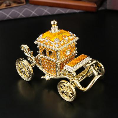 Metal Enamel Color Royal Carriage Jewelry Box Exquisite Home Ornament Light Luxury Jewelry Storage Box Metal Crafts