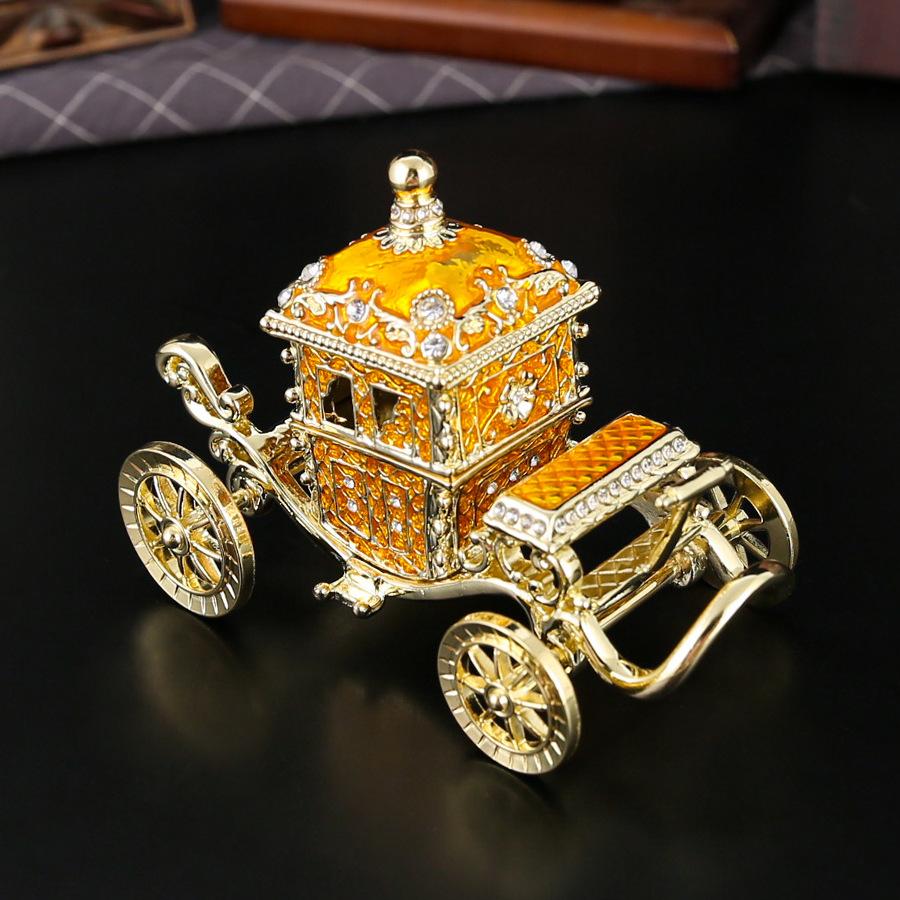 

Metal Enamel Color Royal Carriage Jewelry Box Exquisite Home Ornament Light Luxury Jewelry Storage Box Metal Crafts 11*6*8