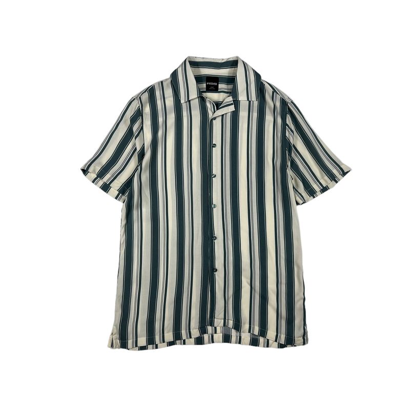 European and American Single Men Summer Rayon Stripes Shirt American Casual Loose Plaid Couple Short Sleeve Vintage Shirt