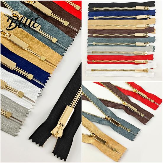 Metal Zipper Set 20Pcs Teeth Non Separating Zipper, Heavy Duty Closed-End DIY Sewing Replacement, Short Tape for Purses Handbags Pockets Wear