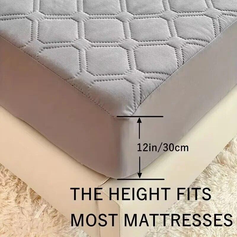 Drap-housse matelassé imperméable, respirant, silencieux, épais, prévention des taches, couvre-lit à carreaux, couvre-lit antidérapant