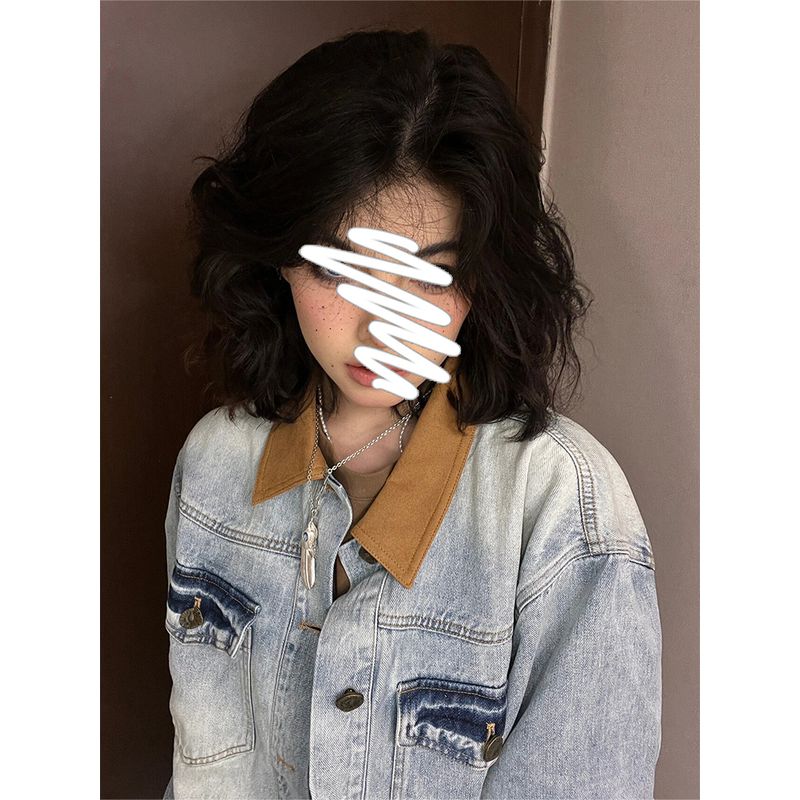 

Большой размер Ретро Замшевая Джинсовая Верхняя одежда Женская Весенняя Американский Хай-стрит Свободная Универсальная Куртка Длинные Рукава Топы Ин Мода Blue XL