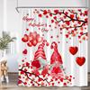 Valentine'S Day Shower Curtain Red Heart Rose Flowers Bicycle Petals Lovers Gift Fabric Home Bathroom Curtains Decor With Hooks