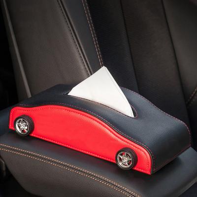 High-end Fashion Pu Leather Car Tissue Box Holder Business  Armrest Box Tissue Box Cover Car Tissue Holder with Magnetic Bottom
