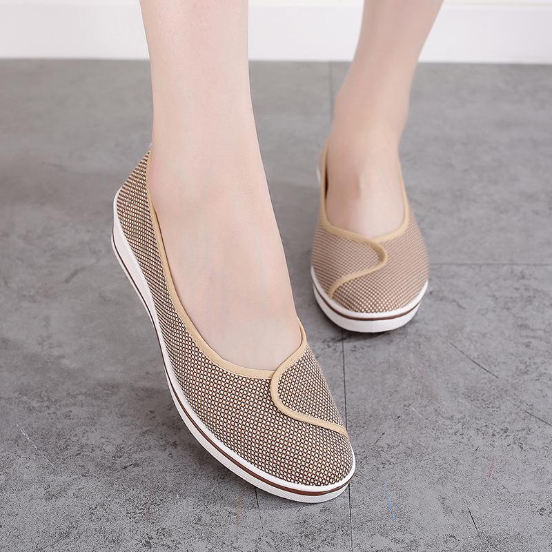 Women's Wedge Heel Nursing Shoes - Old Beijing Cloth Beautician Work Shoes with Inner Heightening and Tendon Sole