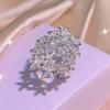 Fashion All-match Flower Full Diamond Ring 925   Exquisite Zircon Ring Female Party Birthday Jewelry Gift
