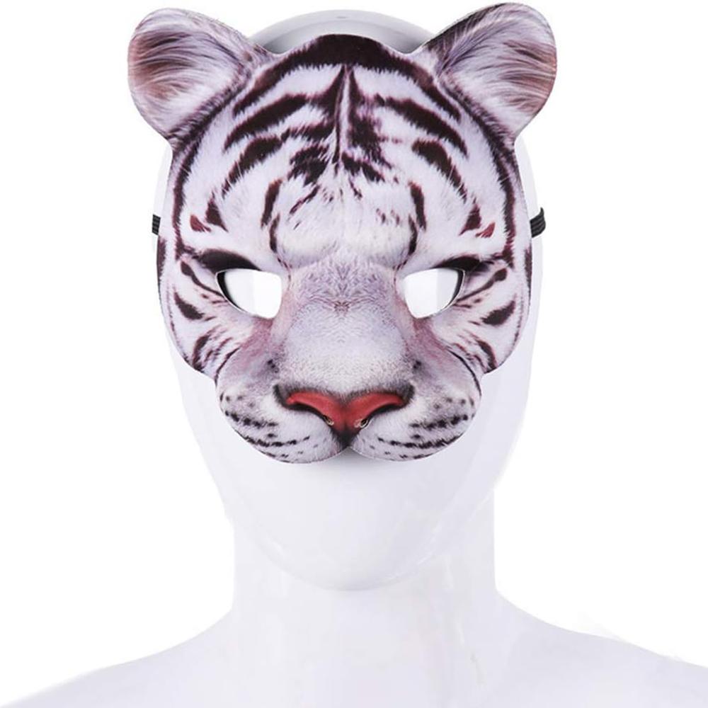 Tiger Mask Realistic Animal Half Face Mask for Halloween Masquerade Carnival Night Party Costume Cosplay Props Festival Club