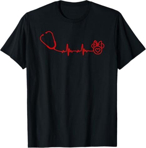 Minnie Mouse Red Heartbeat Simple Line Stethoscope TShirt Size S 4xl S