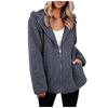 Women Winter Casual Fashion Long-sleeved Solid Color Plush Cardigan Jacket Coat