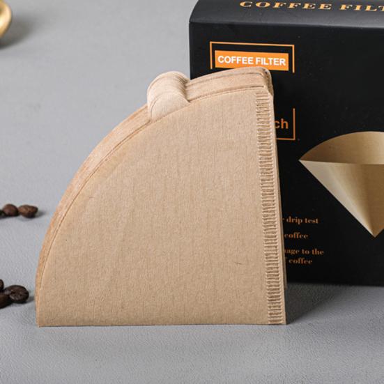 100 ks Jednorázový kužel kávového filtru Nebělené přírodní filtry Papír Káva s hladkou chutí Příslušenství pro překapávač French Press
