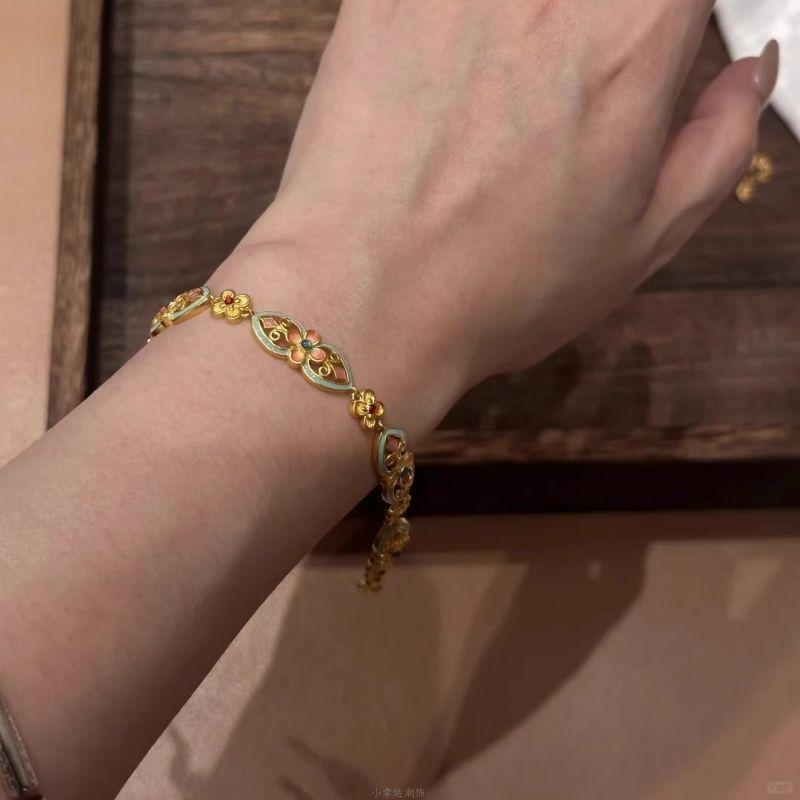 

Браслет с эмалью в виде капающего масла, браслет с ретро-темпераментом, легкая роскошь, модные нишевые универсальные украшения