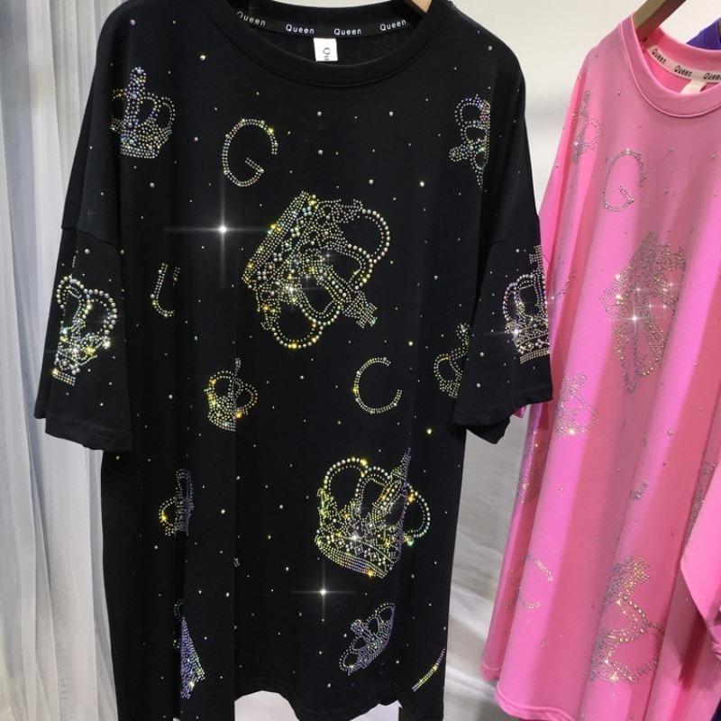 Μοναδική Μπλούζα με Σιδερένιο Τρυπάνι για Γυναίκες Μεγάλου Μεγέθους, Νέα Μπλούζα Κοντομάνικη