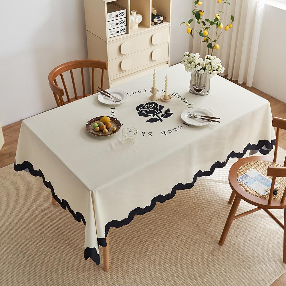 Light Luxury Atmosphere Waterproof French Retro Dining Table Mat: Table Anti-Scald Tablecloth Coffee Table Tablecloth