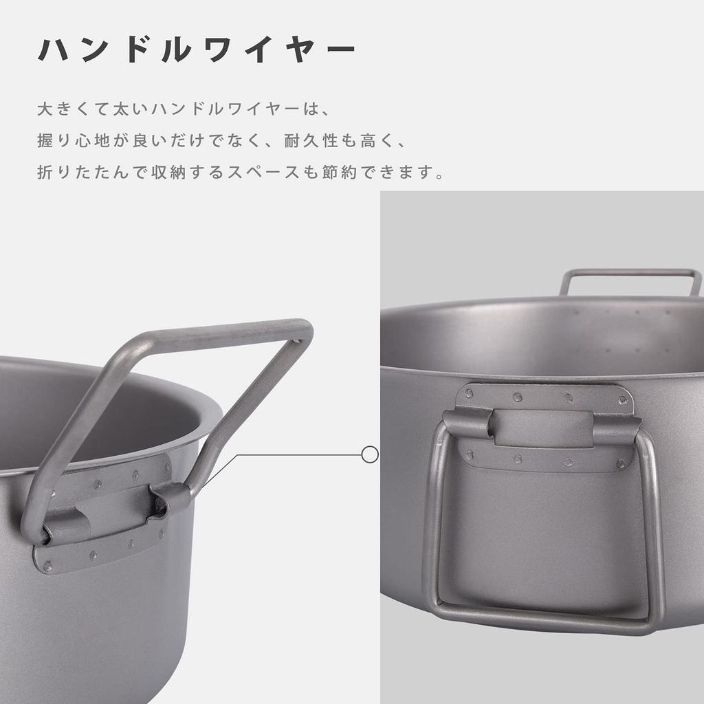 Boundless Voyage Titanium Pot with Lid Made of Pure Titanium 319g Lightweight Rust Proof Outdoor Camping Pot Deep 2000ml with Folding Handle No