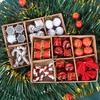 24Pcs/Box Christmas Ornament Gift Box Candy Cane Ball Mini Bowknot Xmas Tree Hanging Ornament Holiday Festival Party Decor Pendant