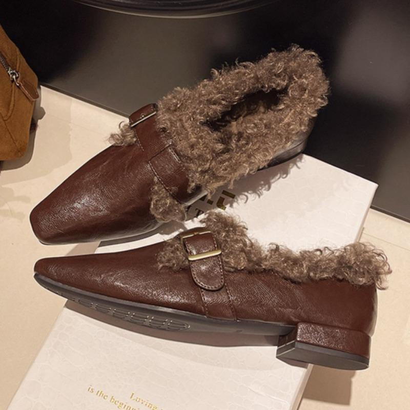 Women Fur Heeled Shoes 2025 Winter Fashion Comfortable Shoes Designer Classical New Trends Soft Pumps Snow Zapatillas De Mujer