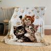 Paw Prints Kitten Outdoor Flannel Blankets, Outdoor travel, Home Blankets, Fan Gifts,Suitable for All Seasons, Christmas Gifts. R1127079