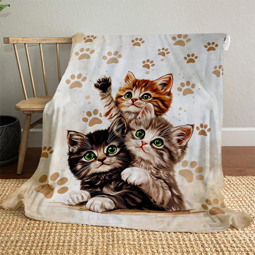 Paw Prints Kitten Outdoor Flannel Blankets, Outdoor travel, Home Blankets, Fan Gifts,Suitable for All Seasons, Christmas Gifts. R1127079