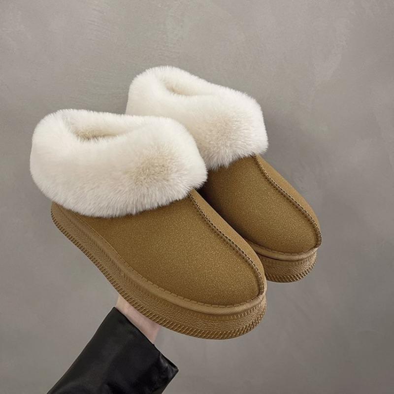 Mao Mao snow boots women's winter new thick-soled short tube thickened one pedal lazy light cotton shoes