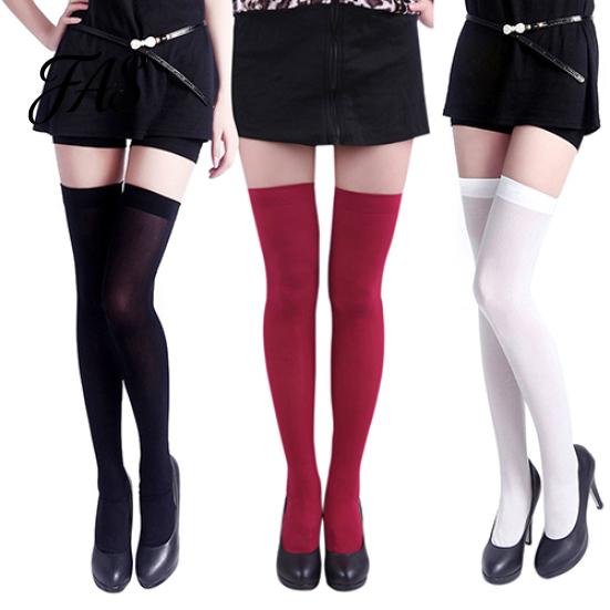 Women's Sexy Pure Color Opaque Thigh High Stockings Over The Knee Socks