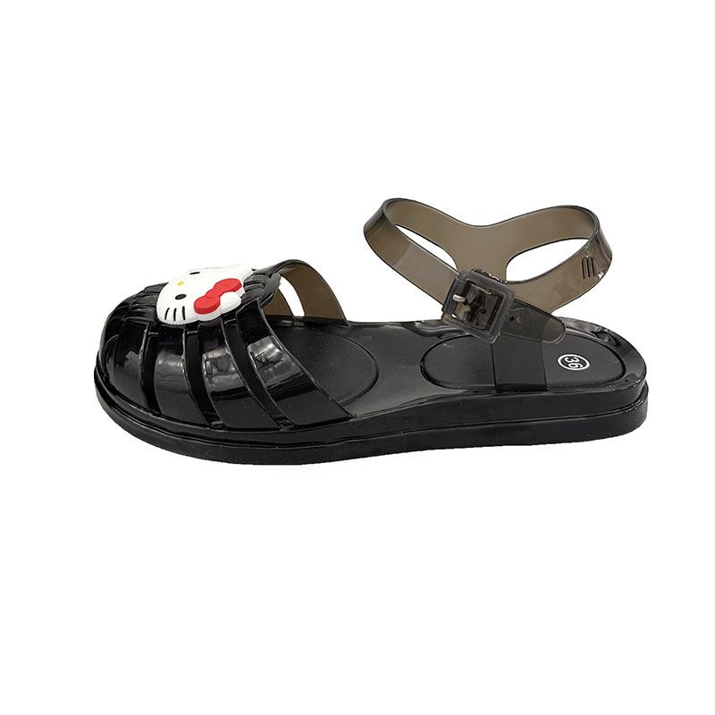 Thick-soled 2025 Summer New Hello Kitty Transparent Jelly with Sandals To Increase the Height of Versatile Bag Head Empty Sandals
